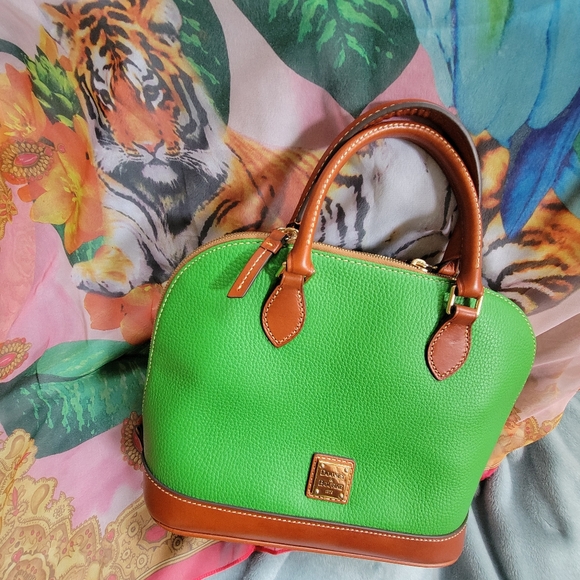 Dooney & Bourke Kelly Green Pebble Leather Zip Zip Satchel ~ VGUC ~ Timeless! - Picture 4 of 14